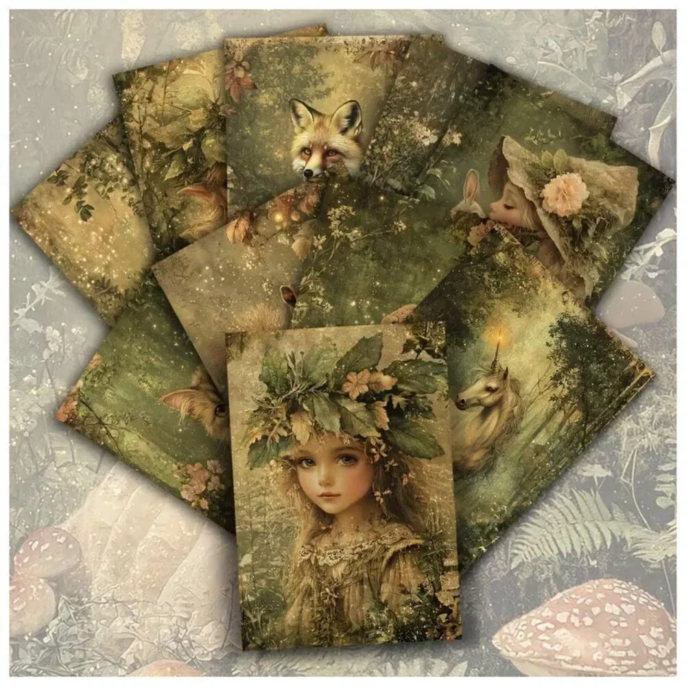 NWT 20pc Vintage Forest Fairy Animals Postcard Set 4x6 Junk Journal Scrapbook